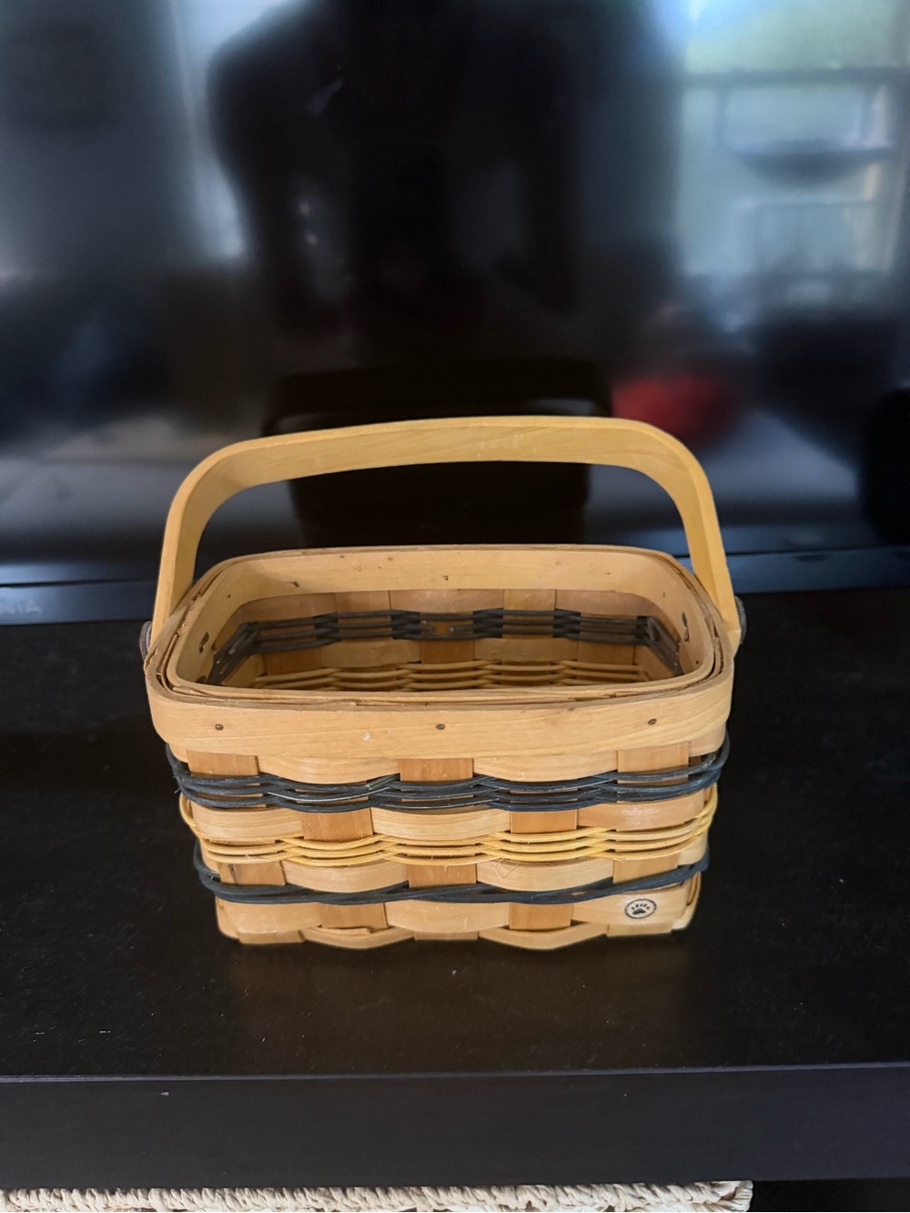 Longaberger Natural and Black Woven Handled Basket